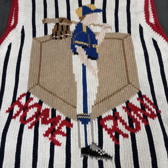 Vintage Design Options Baseball Themed Sweater Vest Medium Grannycore Charity - Picture 14 of 16